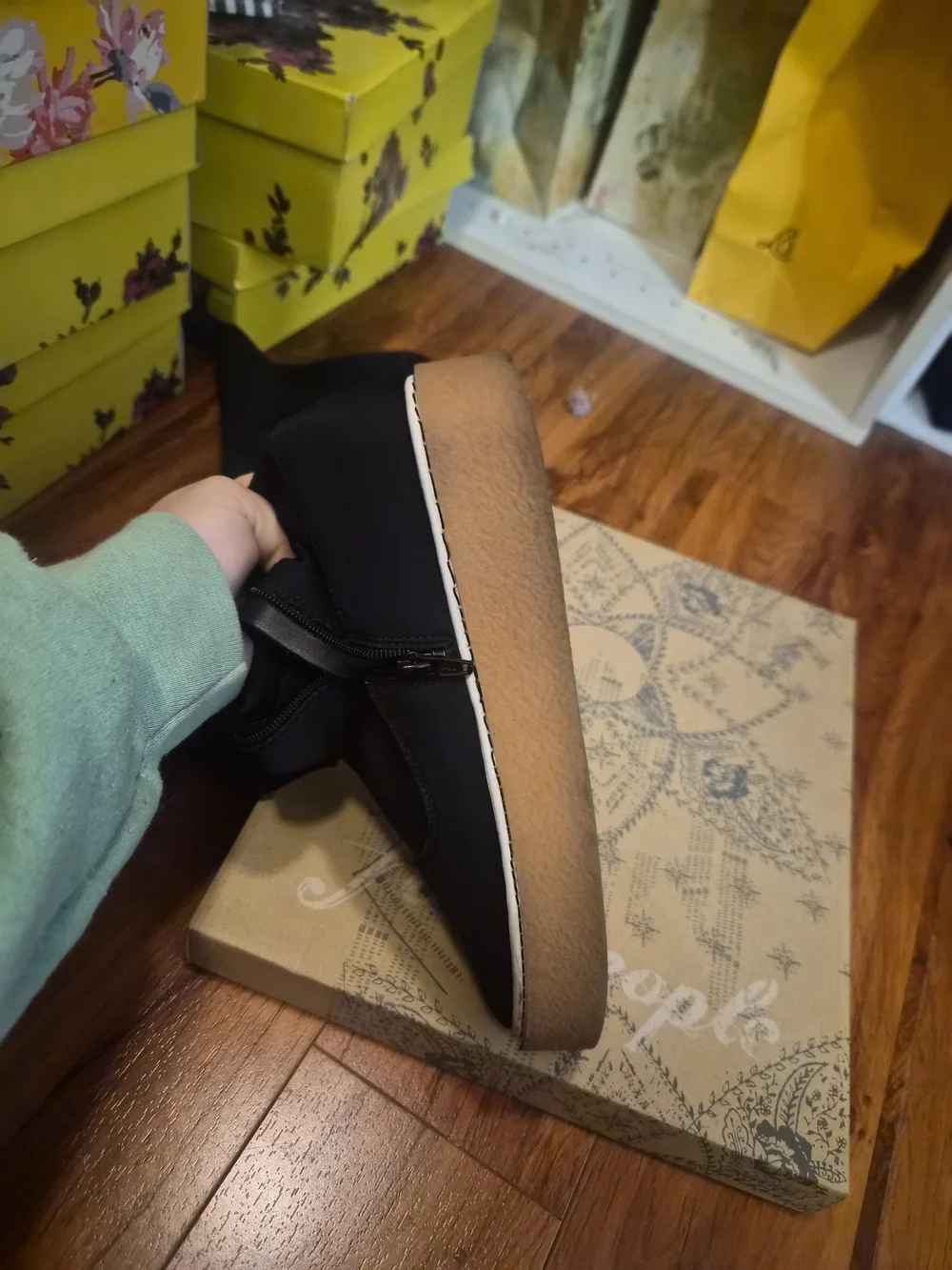 Free People Black Over-the-Knee Sock Boots with Gum Sole